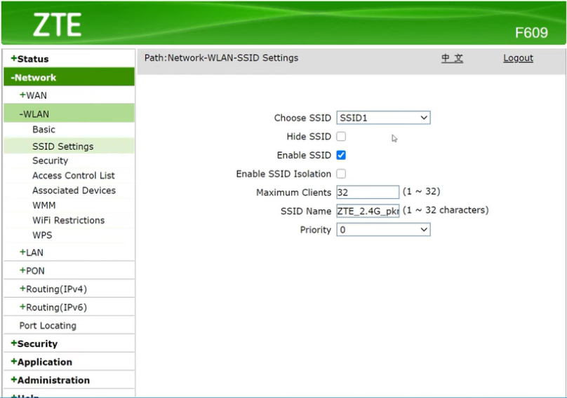 Change SSID OF ZTE routers