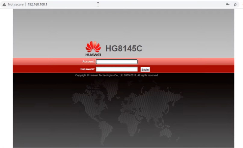 Login To Huawei HG8245A